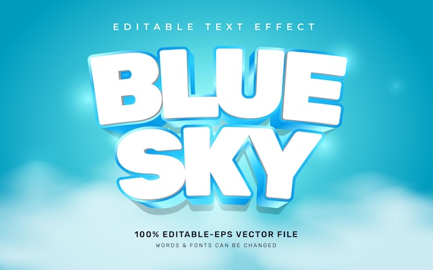 Plantilla de efecto de texto editable de cielo azul