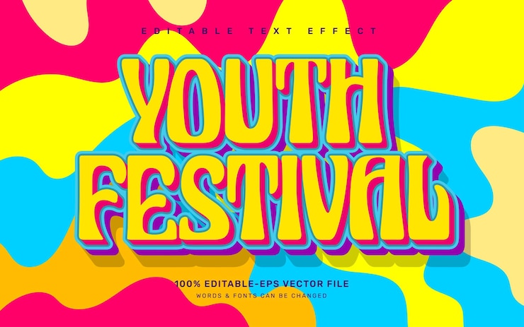 Vector plantilla de efecto de texto editable de cita maravillosa del festival juvenil