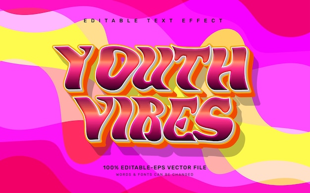 Plantilla de efecto de texto editable de cita maravillosa de vibraciones juveniles
