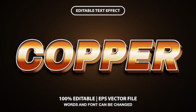Plantilla de efecto de texto editable de cobre