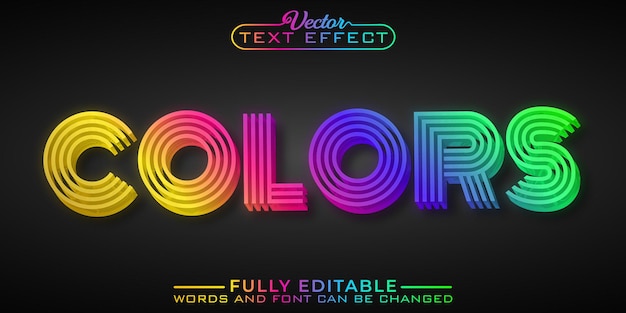 Plantilla de efecto de texto editable de colores