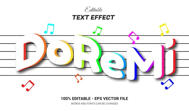 Plantilla de efecto de texto editable colorido de DoReMi