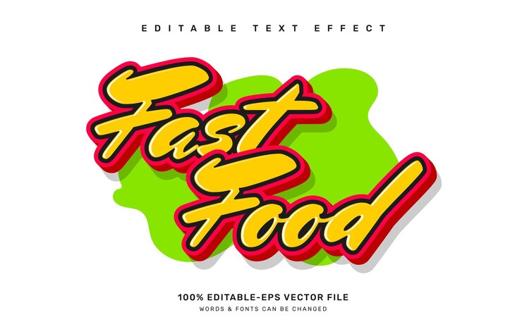 Vector plantilla de efecto de texto editable para comida rápida