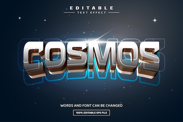 Plantilla de efecto de texto editable cosmos 3d