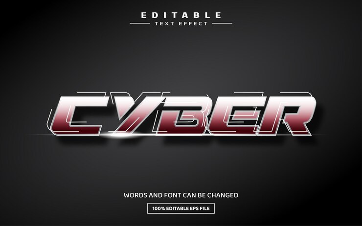 Vector plantilla de efecto de texto editable cyber 3d