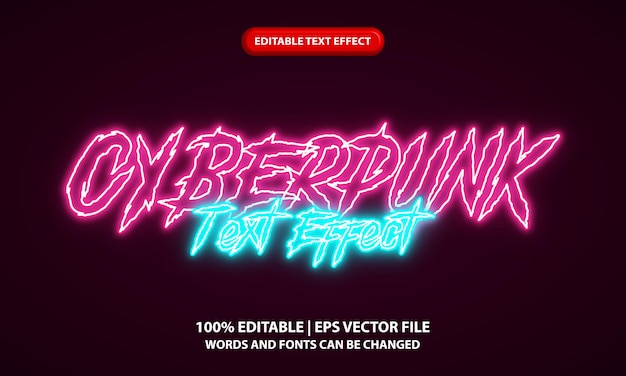 Plantilla de efecto de texto editable Cyberpunk: estilo de letras Cyberpunk con brillo de neón
