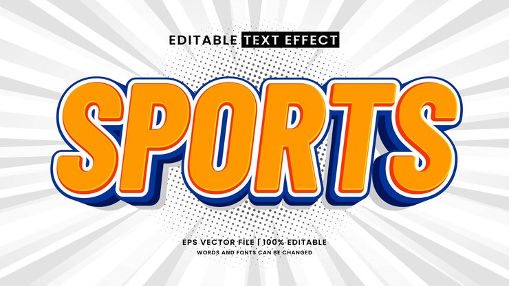 Vector plantilla de efecto de texto editable para deportes