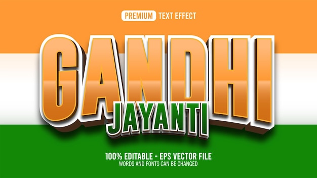 plantilla de efecto de texto editable del día de gandhi jayanti 3d