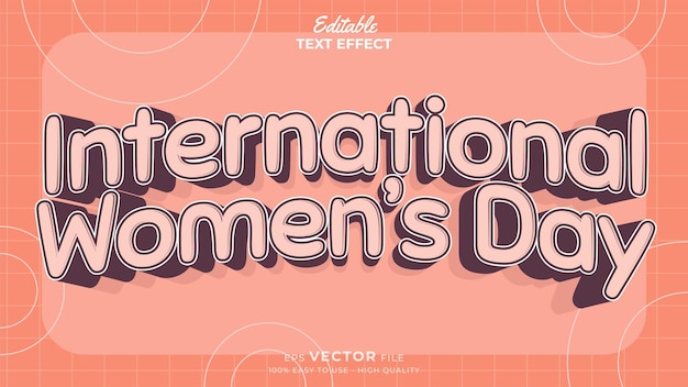 Vector plantilla de efecto de texto editable del día internacional de la mujer