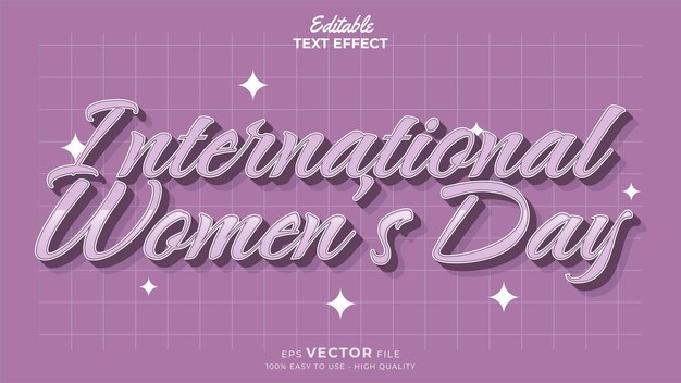 Vector plantilla de efecto de texto editable del día internacional de la mujer