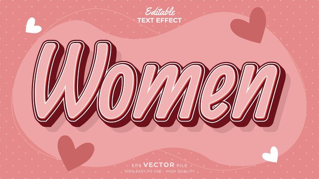 Vector plantilla de efecto de texto editable del día internacional de la mujer