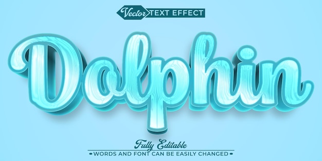 Plantilla de efecto de texto editable de dibujos animados azul Aqua Dolphin Vector