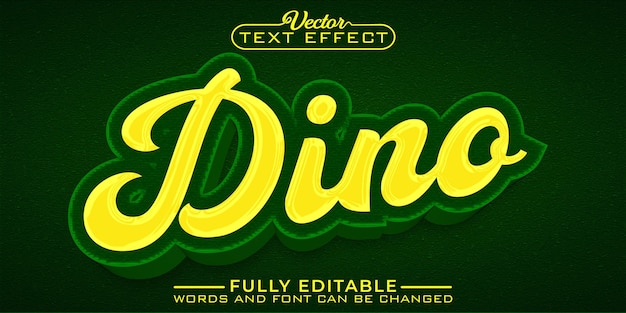 Plantilla de efecto de texto editable de dibujos animados Dino Vector