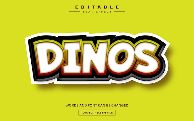 Plantilla de efecto de texto editable Dinos 3D