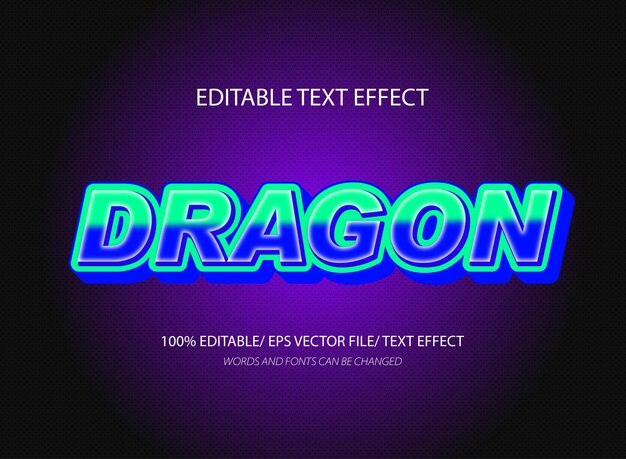 plantilla de efecto de texto editable de dragón 3d
