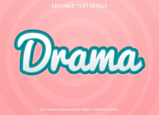 plantilla de efecto de texto editable de drama con uso de estilo 3d para marca comercial y logotipo