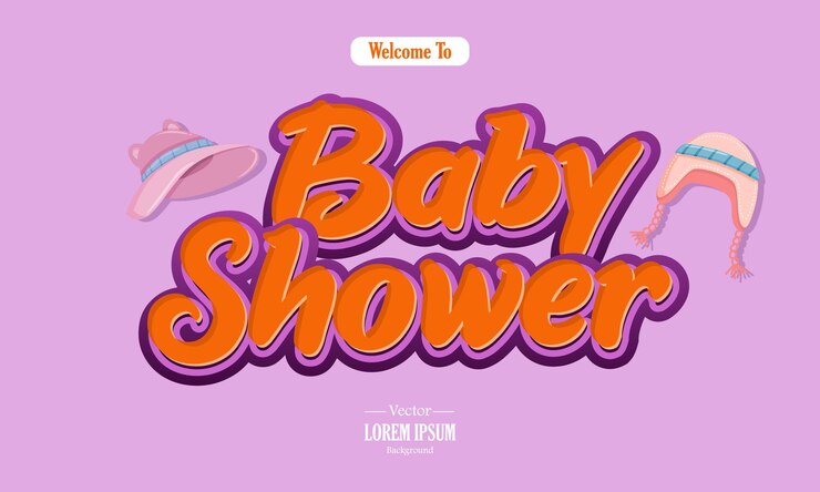 Vector plantilla de efecto de texto editable para la ducha de bebé en 3d