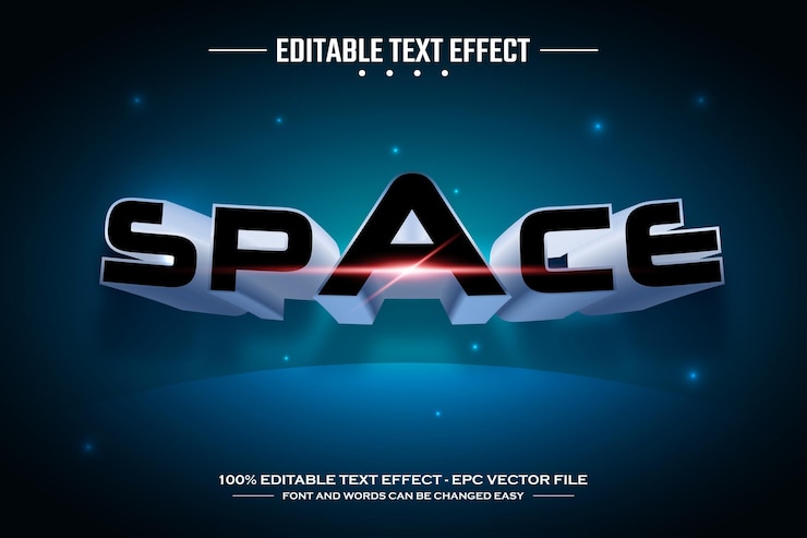 Vector plantilla de efecto de texto editable en espacio 3d
