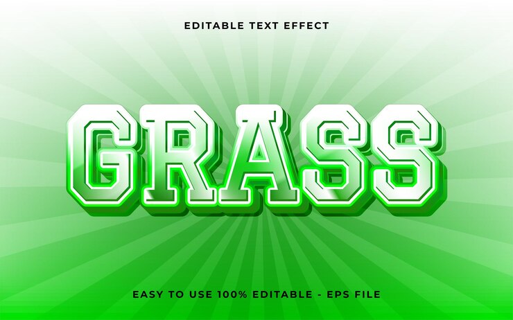 Vector plantilla de efecto de texto editable de estilo 3d de hierba