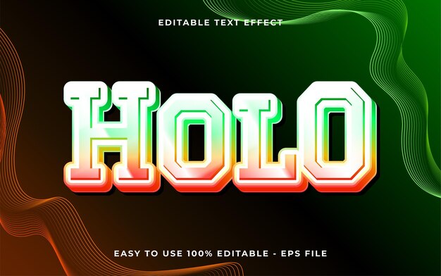 Plantilla de efecto de texto editable de estilo holo 3d