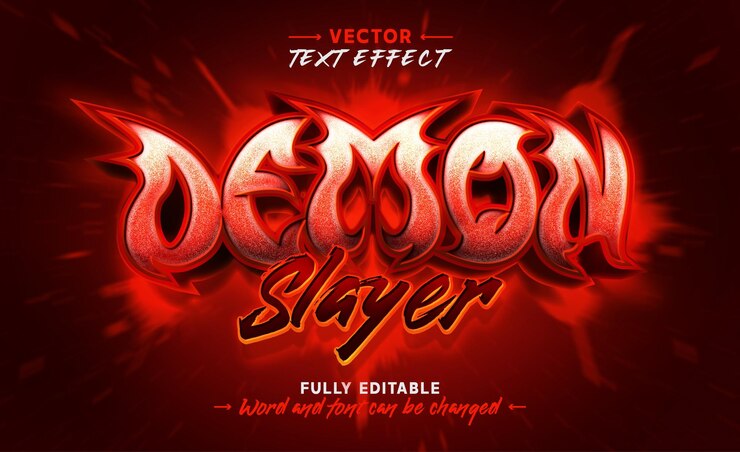 Vector plantilla de efecto de texto editable de estilo de título de juego de demonio rojo