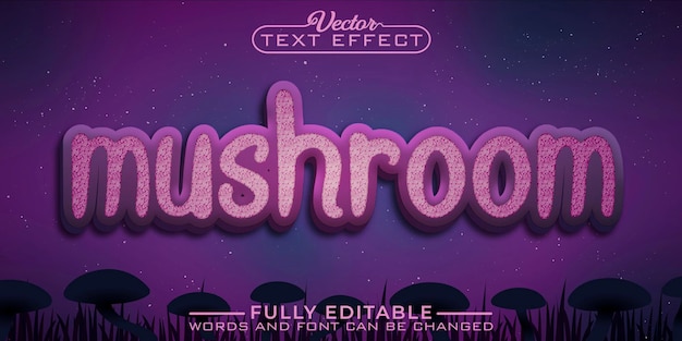 Plantilla de efecto de texto editable fantasy mushroom