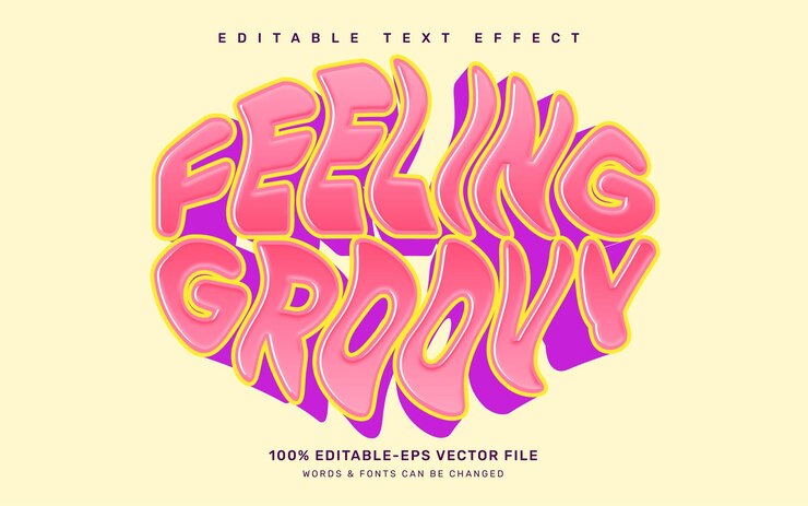 Vector plantilla de efecto de texto editable feeling groovy