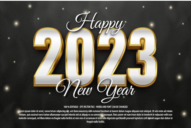 Plantilla de efecto de texto editable feliz año nuevo con estilo 3d