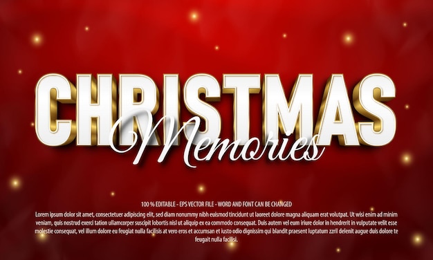 Vector plantilla de efecto de texto editable feliz navidad con estilo 3d