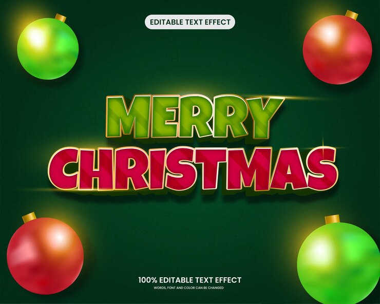 Vector plantilla de efecto de texto editable de feliz navidad
