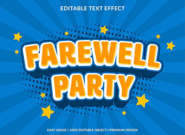 Plantilla de efecto de texto editable de fiesta de despedida uso de fondo abstracto para logotipo y marca de empresa