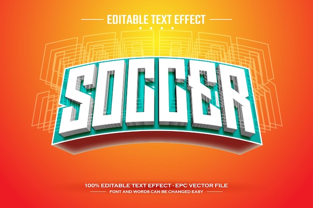 plantilla de efecto de texto editable de fútbol 3D