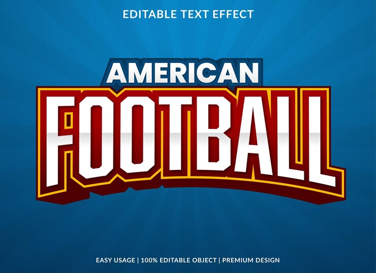 Vector plantilla de efecto de texto editable de fútbol americano con fondo abstracto