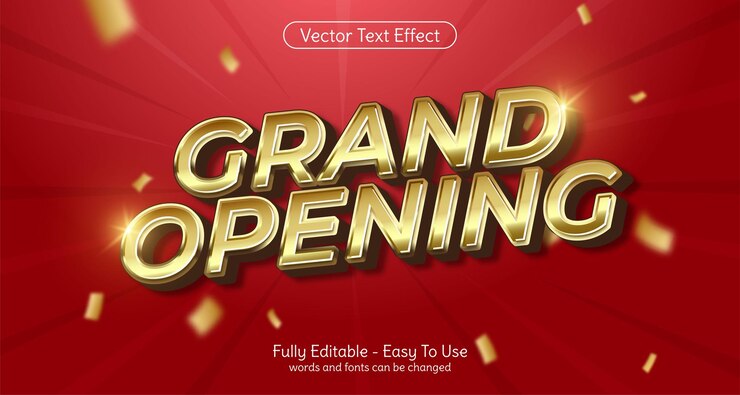 Vector plantilla de efecto de texto editable de gran apertura
