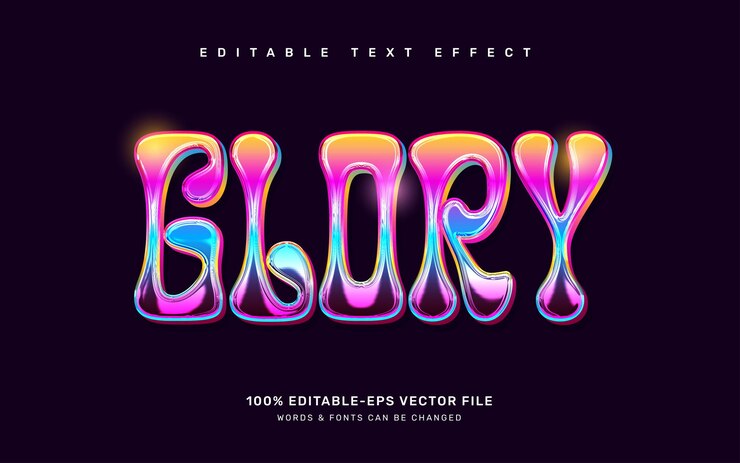 Vector plantilla de efecto de texto editable de groovy chrome cita de buen rollo