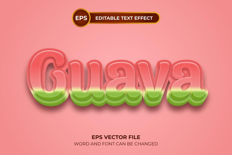Vector plantilla de efecto de texto editable de guayaba