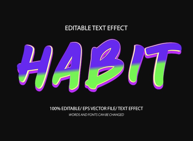 plantilla de efecto de texto editable Habit 3d