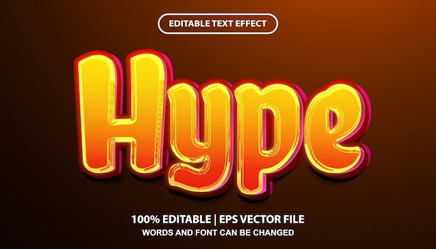 Plantilla de efecto de texto editable Hype, letras 3d con efecto líquido brillante