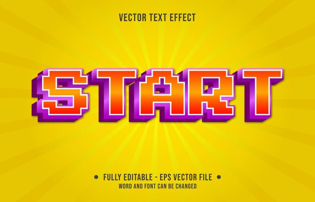 Vector plantilla de efecto de texto editable inicio de juego retro estilo de color degradado premium