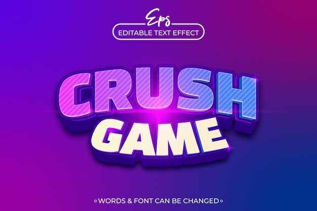 Plantilla de efecto de texto editable para el juego Crush