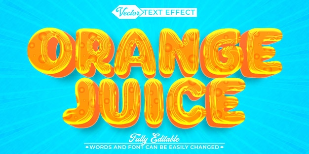 plantilla de efecto de texto editable de jugo de naranja de dibujos animados
