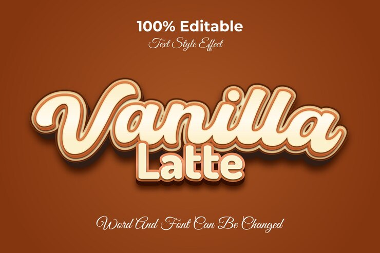 Vector plantilla de efecto de texto editable con leche de vainilla