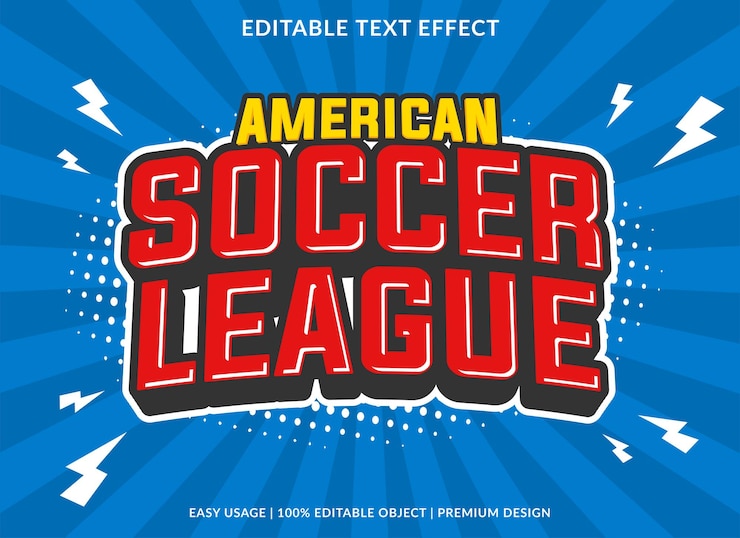 Vector plantilla de efecto de texto editable de la liga americana de fútbol uso para el logotipo de estilo de fuente