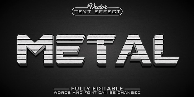 Vector plantilla de efecto de texto editable de metal