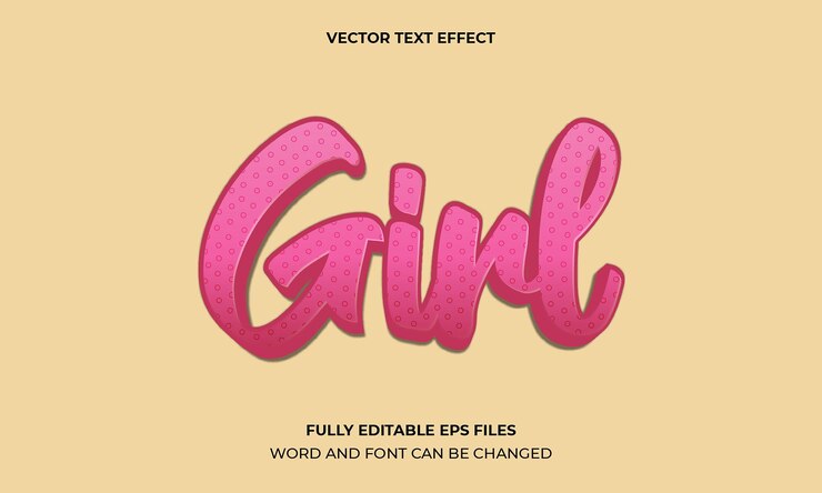 Vector plantilla de efecto de texto editable para niña