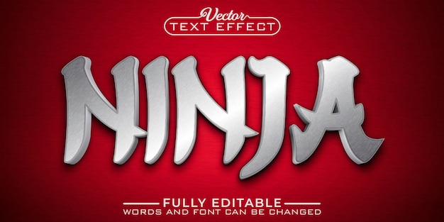 Plantilla de efecto de texto editable Ninja Silver