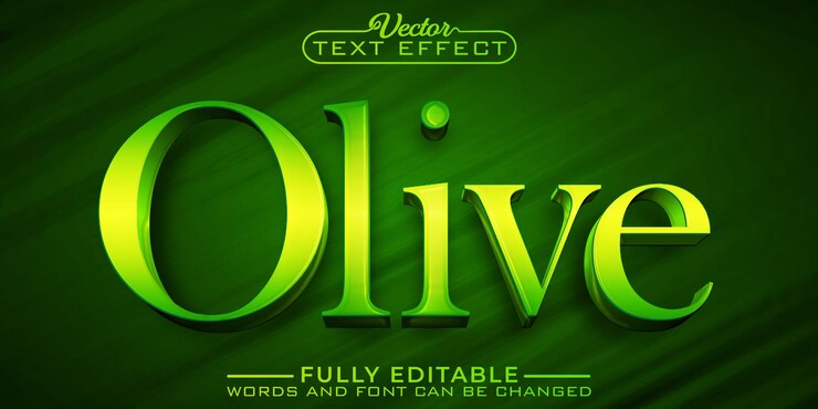 Vector plantilla de efecto de texto editable de oliva verde natural