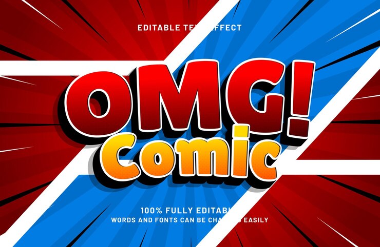 Vector plantilla de efecto de texto editable de omg comic en estilo cómico