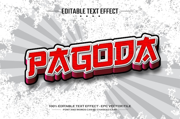 plantilla de efecto de texto editable de Pagoda 3D