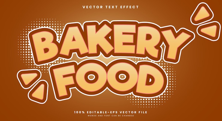 Vector plantilla de efecto de texto editable para panadería adecuada para el tema de panadería